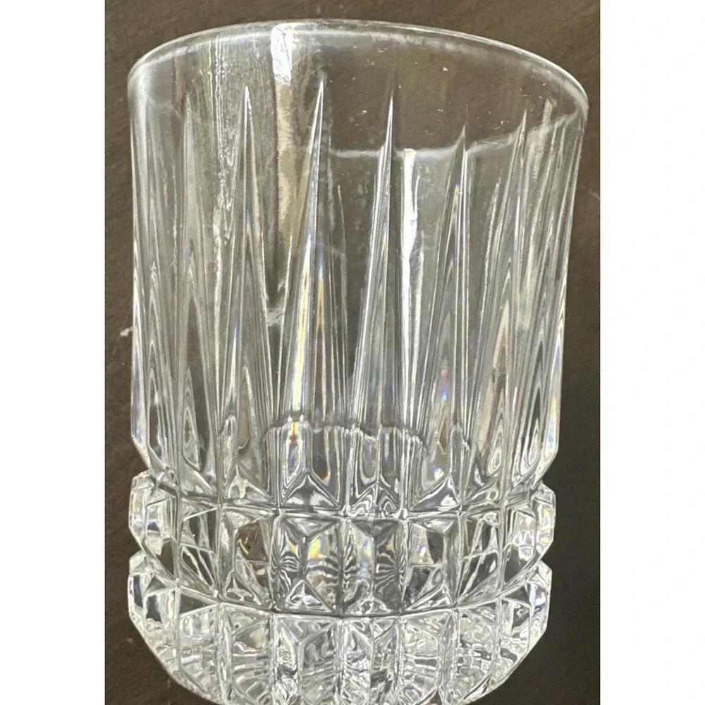 Set Of 2 MCM Crystal Heritage Double Old Fashion Glasses Bar Heavy Bottom